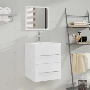Seinale paigaldatav valamukapp sisseehitatud keraamilise valamuga, valge, 41 cm