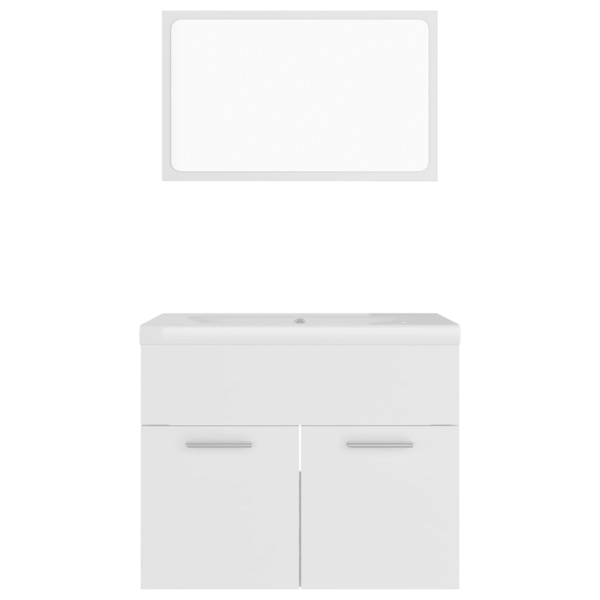 Valge vannitoamööbli komplekt valamukapi, keraamilise valamu ja peegliga, 60 cm – 6