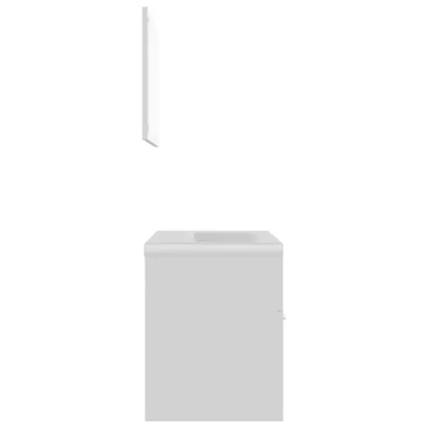 Valge vannitoamööbli komplekt valamukapi, keraamilise valamu ja peegliga, 60 cm – 7