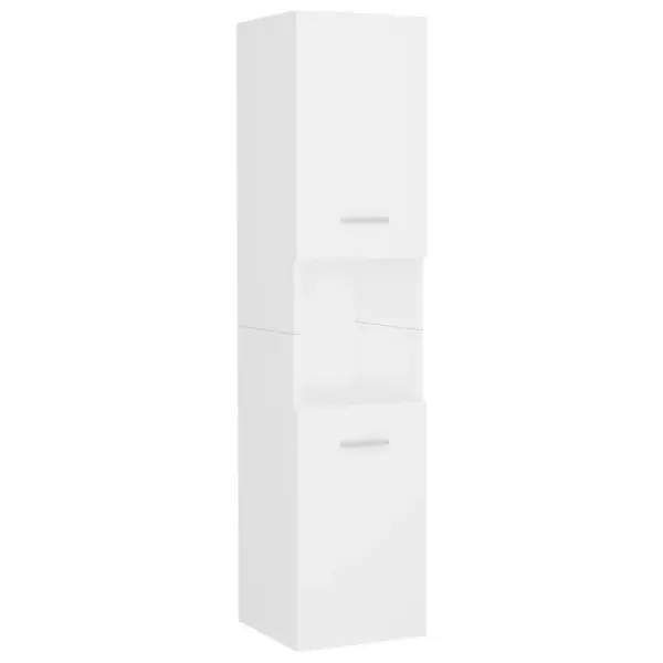 Vannitoamööbli komplekt valamukapi, kahe kõrge kapi ja peegliga, valge tehispuit, 60 cm – 10