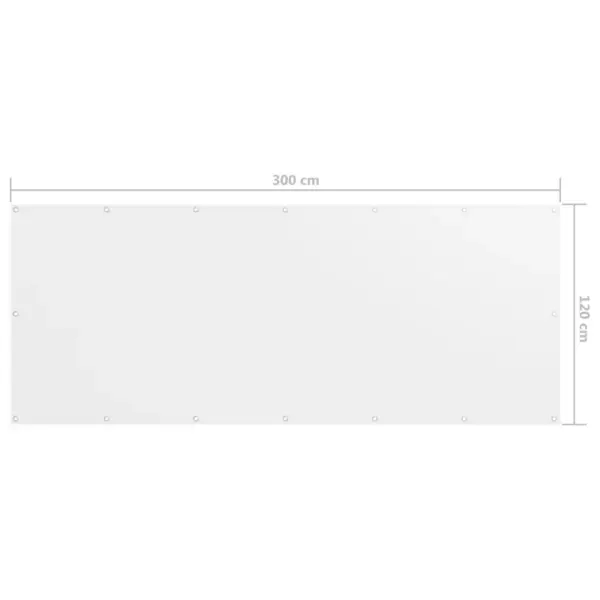 Veekindel rõdukate privaatsuseks, valge, 120 x 300 cm, PU-kattega oxford-kangas – 5