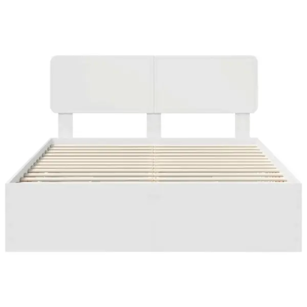 Valge sahtliga voodiraam peatsiga, tehispuit, 140 x 200 cm – 8