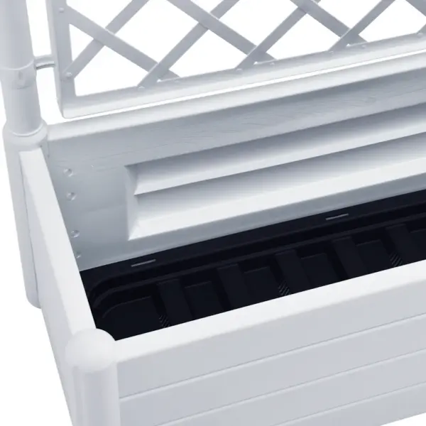 Võrega taimekast 90 l, valge PP, 100 x 43 x 142 cm – 7