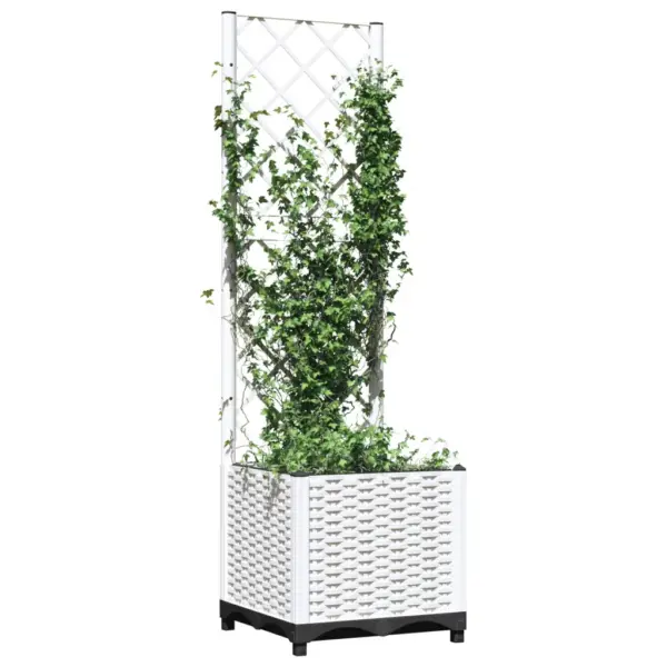 Võrega taimekast ronitaimedele, valge PP, 40 x 40 x 136 cm – 3