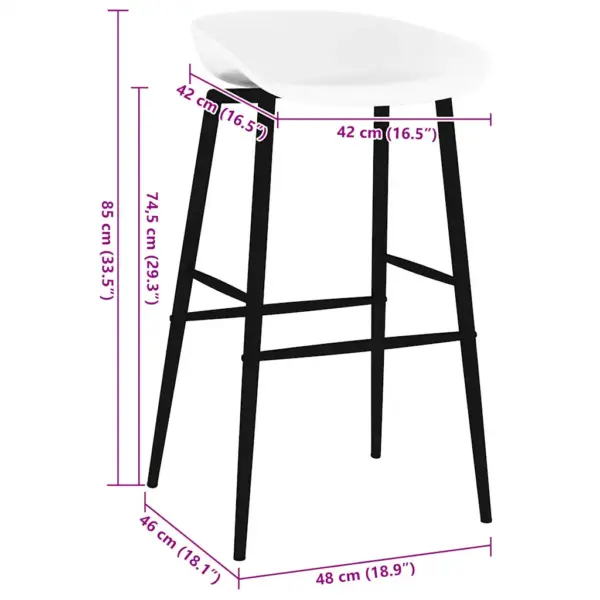 Valged baaritoolid metalljalgadega, 4 tk, istme kõrgus 74,5 cm – 7