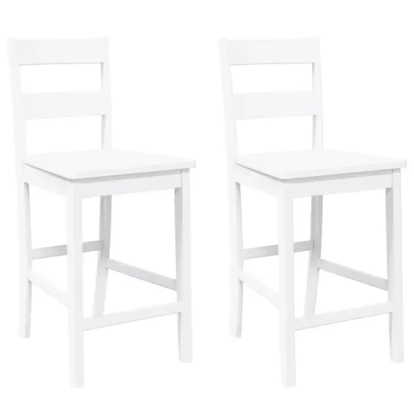 Valged kautšukipuidust baaritoolid seljatoega, 2 tk, istme kõrgus 60 cm – 2