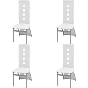 Valged kunstnahast söögitoolid kõrge seljatoega, 4 tk