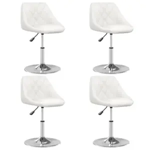 Valged kunstnahast pöörlevad söögitoolid gaasitõstega, 4 tk, kroomitud terasalusega