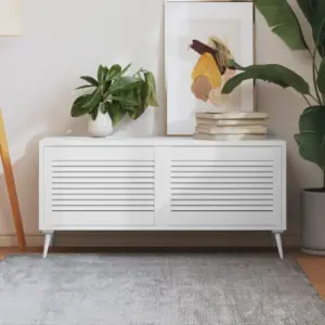 Lamell-disainiga kapiuksed, 2 tk, valge männipuit, 39,5 x 59,4 cm