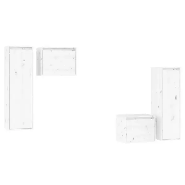 Valged männipuidust seinakapid, 4 tk komplekt, 2x 45 x 30 x 35 cm ja 2x 100 x 30 x 30 cm – 2