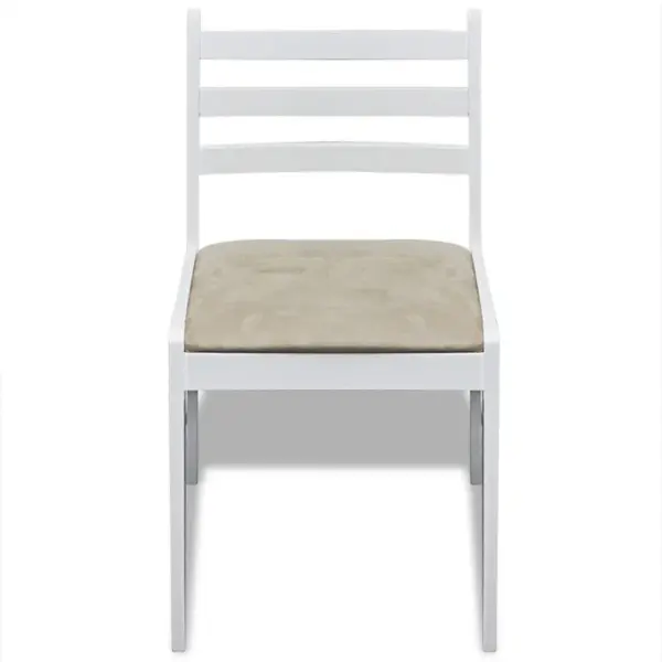 Valged puidust söögitoolid polsterdatud istmega, 6 tk, kautšukipuu, 44 x 45 x 81 cm - 3