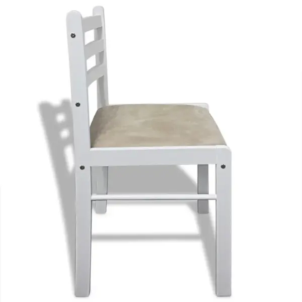 Valged puidust söögitoolid polsterdatud istmega, 6 tk, kautšukipuu, 44 x 45 x 81 cm - 5