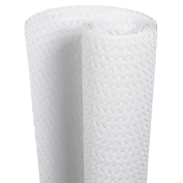 Rõdupiirde privaatsuskatted, valge, rotangimustriga, 10 tk, 255 x 19 cm - 2