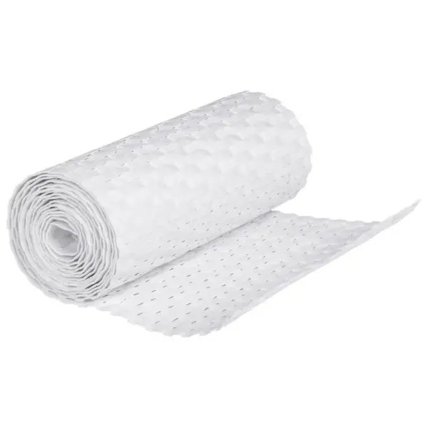 Rõdupiirde privaatsuskatted, valge, rotangimustriga, 10 tk, 255 x 19 cm - 5