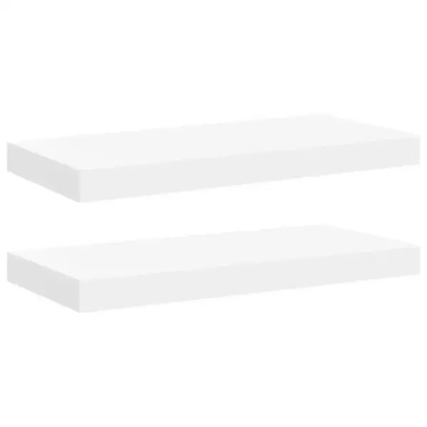 Valged seinariiulid nähtamatu kinnitusega, 2 tk, 50 x 23 x 3,8 cm, MDF ja metall – 2