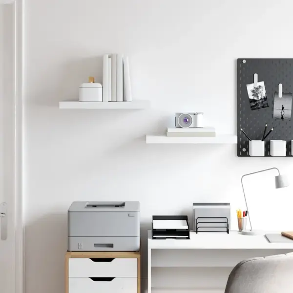 Valged seinariiulid nähtamatu kinnitusega, 2 tk, 50 x 23 x 3,8 cm, MDF ja metall – 3