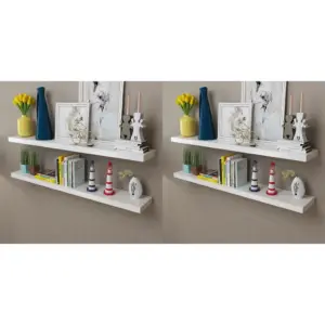 Valged seinariiulid nähtamatu kinnitusega, 4 tk, MDF, 120 x 20 cm