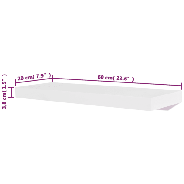 Valged hõljuvad seinariiulid nähtamatu kinnitusega, 4 tk, 60 x 20 cm – 5