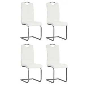 Valged vetruvate jalgadega söögitoolid, kunstnahk ja teras, 4 tk