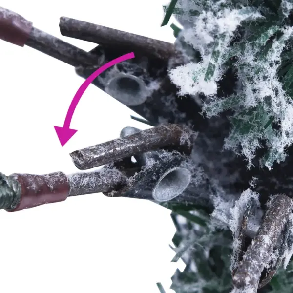 Valgustatud kunstjõulupuu lumega ja käbidega, 225 cm, valge-roheline, PVC ja PE, 300 LED-tulega – 7