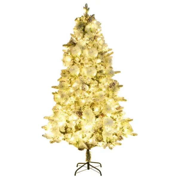 Valgustusega lumine kunstjõulupuu männikäbidega, 195 cm, PVC/PE, 300 LED-iga – 2