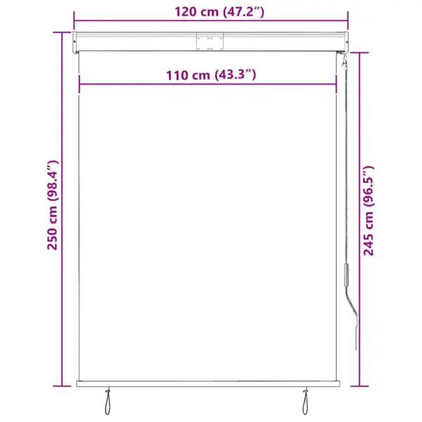 UV-kaitsega väliruloo käsivändaga, oranž-pruun, 120 x 250 cm – 10