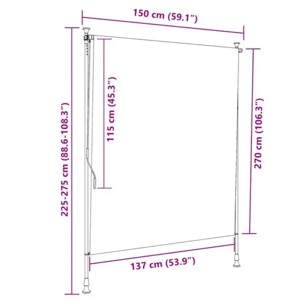 Käsivändaga väliruloo rõdule ja terrassile, antratsiithall, 150 x 270 cm – 7