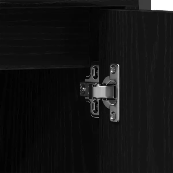 4-osaline vannitoa mööblikomplekt riiulite ja peeglikapiga, must tamme viimistlus, tehispuit, terasraam – 13