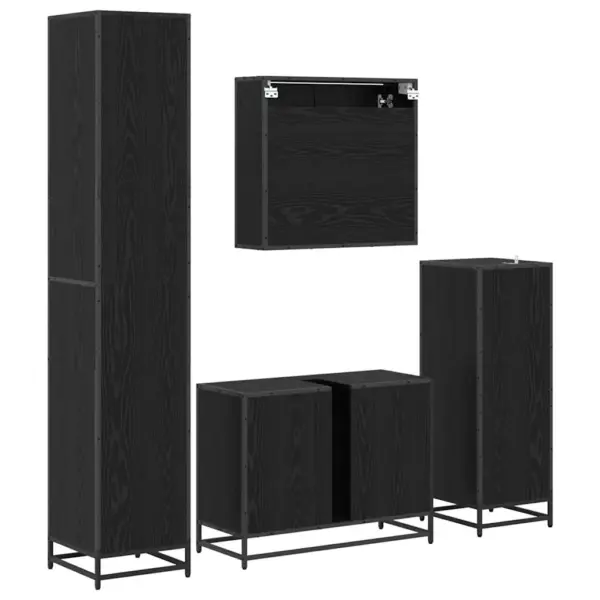 Vannitoa mööblikomplekt peeglikapiga, 4-osaline, must tamm, tehispuit – 10