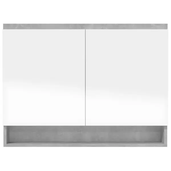 Vannitoa peegelkapp, betoonhall, 2 uksega, MDF ja klaas, USB-liidesega, 80 x 15 x 60 cm – 5