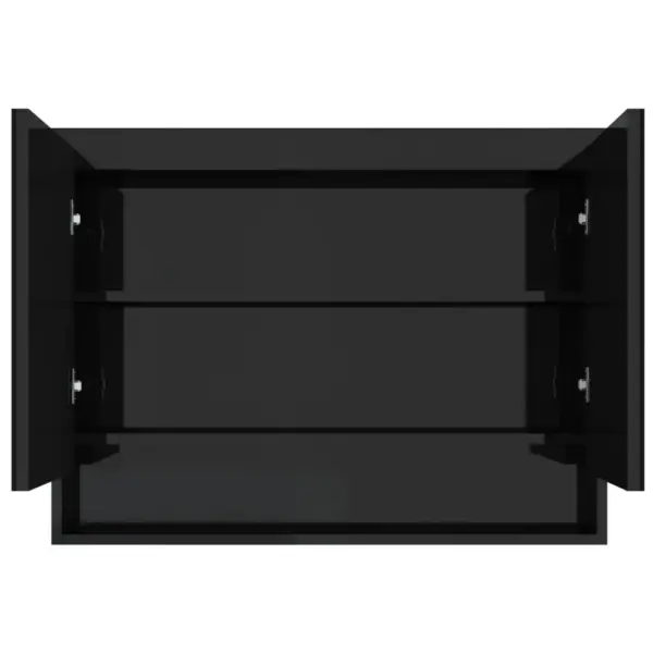 Vannitoa seinapeegelkapp USB-liidesega, säravmust melamiinpinnaga MDF, peegelustega, 80 x 15 x 60 cm – 3