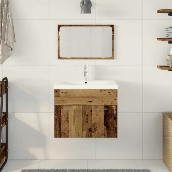 Vannitoa valamukapp valamuga, vana puidu toon, tehispuit, 60 x 38,5 x 46 cm, 2 uksega – 4