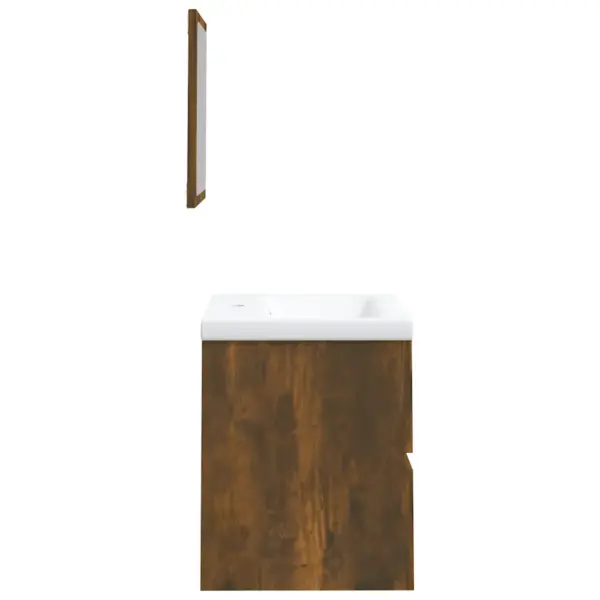 Seinale paigaldatav vannitoakapp valamu ja peegliga, suitsutatud tamm, 41 cm - 5