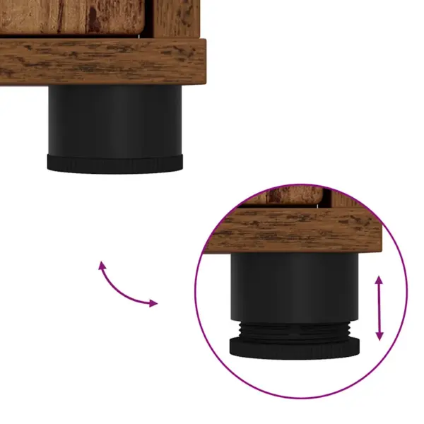 Vannitoamööbli komplekt peegelkapi ja sahtliga, 3 osa, vana puidu toon, tehispuit – 12