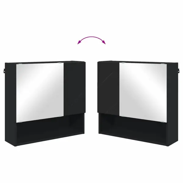 Vannitoamööbli komplekt kraanikausi- ja peeglikapiga, must tehispuit ja metall, 2 osa – 9