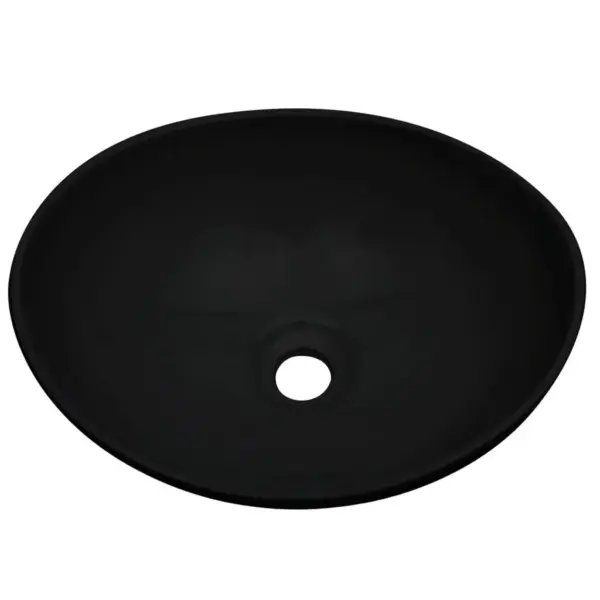 2-osaline vannitoamööbli komplekt seinariiuli ja musta ovaalse keraamilise valamuga, valge tehispuidust riiul 60 cm – 4