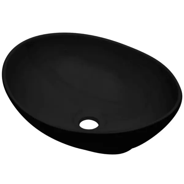 2-osaline vannitoamööbli komplekt seinariiuli ja musta ovaalse keraamilise valamuga, valge tehispuidust riiul 60 cm – 5