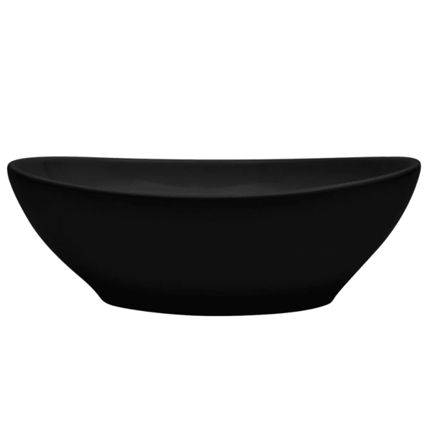 2-osaline vannitoamööbli komplekt seinariiuli ja musta ovaalse keraamilise valamuga, valge tehispuidust riiul 60 cm – 6