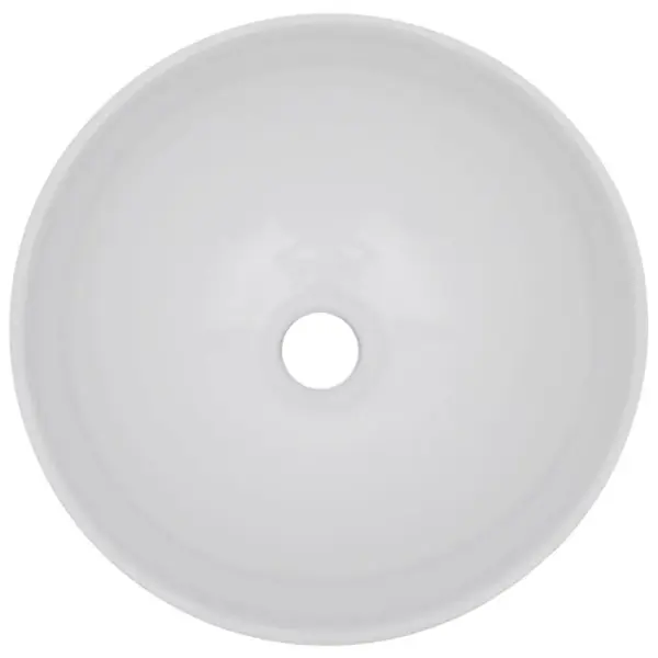 Kaheosaline vannitoamööbli komplekt, must seinariiul 60 cm ja valge ümmargune keraamiline valamu 40 cm – 5