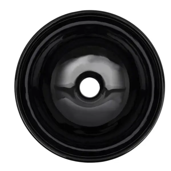 Kaheosaline vannitoamööbli komplekt seinariiuli ja ümmarguse keraamilise valamuga, valge riiul 60 cm, must valamu – 5