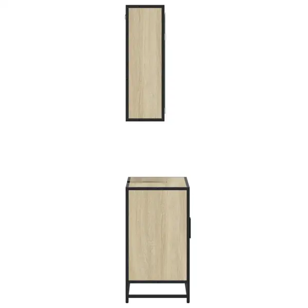 2-osaline vannitoamööbli komplekt peeglikapi ja valamukapiga, Sonoma tamm, tehispuit ja metallraam, peeglikapp 65 x 20 x 60 cm, valamukapp 65 x 33 x 60 cm - 6