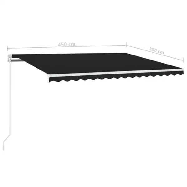 Käsitsi sissetõmmatav terrassivarikatus LED-valgustusega, antratsiithall, valge alumiiniumraam, 450 x 300 cm – 7