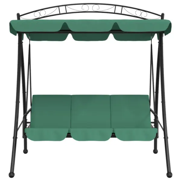 Varikatusega aiakiik voodifunktsiooniga, roheline, pulbervärvitud terasraam, 198 cm – 3