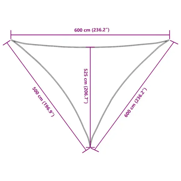 Veekindel kolmnurkne päikesepuri, antratsiithall, 5 x 6 x 6 m, PU-kattega oxford-kangas - 10