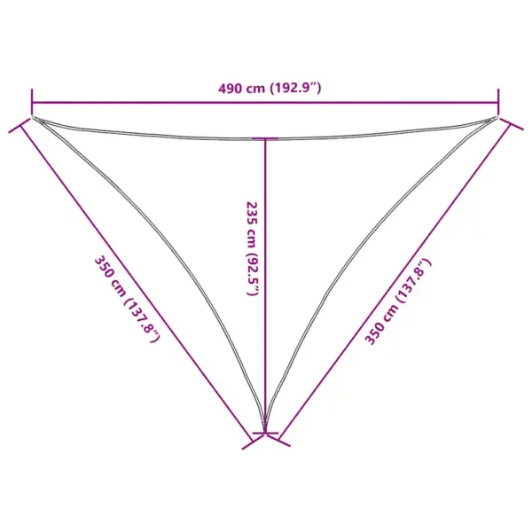 Veekindel kolmnurkne päikesepuri terrakota, PU-kattega oxford-kangas, 3,5 x 3,5 x 4,9 m – 10