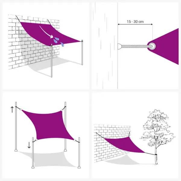 Veekindel oxford-kangast päikesepuri, ristkülik, antratsiithall, 2 x 4,5 m – 5