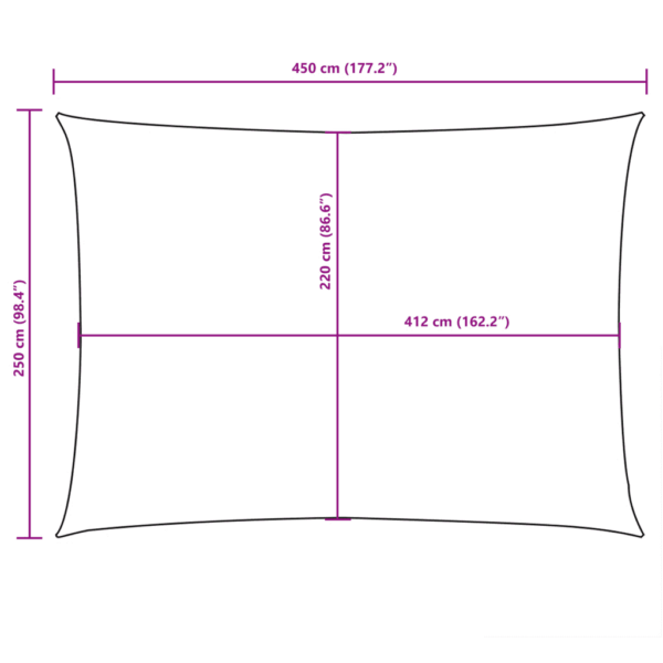 Veekindel oxford-kangast päikesepuri, ristkülik, terrakota, 2,5 x 4,5 m – 10