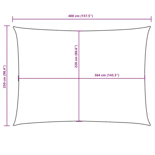 Veekindel ristkülikukujuline päikesepuri, kollane, 2,5 x 4 m, PU-kattega oxford-kangas – 10