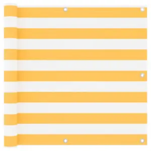 Veekindel rõdukate privaatsuseks, valge-kollane, 90 x 300 cm, PU-kattega oxford-kangas