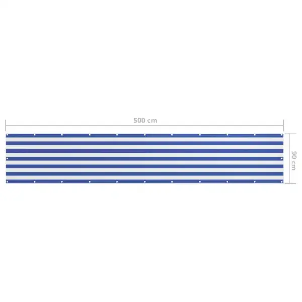 Veekindel rõdukate privaatsuse tagamiseks, valge-sinine, 90 x 500 cm, PU-kattega oxford-kangas – 5